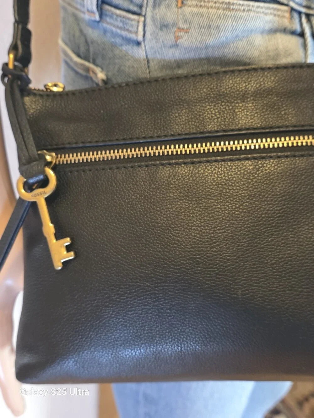 Fossil Fiona Small Black Leather Shoulder/Crossbody Bag EUC